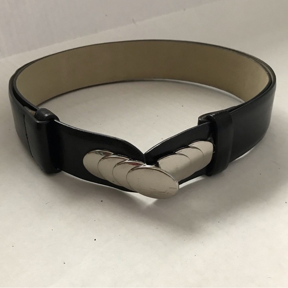 Adjustable Belt Black with Silver Ovals for Buckle 23.5-41” - Picture 2 of 8